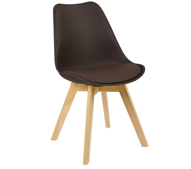 Chaise De Salle à Manger Faux Cuir Pieds Bois Marron 19_0000126