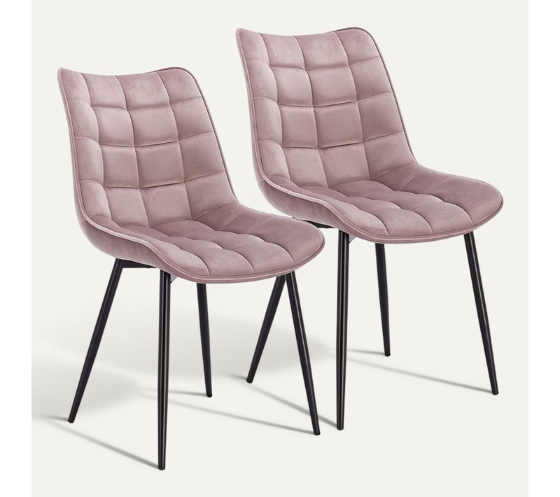 Chaises De Cuisine Salle à Manger 2 Pièces En Velours Rose 19_0000393