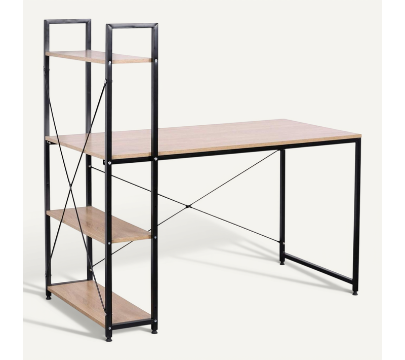 Bureau D'ordinateur 4 étagères Pour Bureau à Domicile Chêne Noir 19_0000403