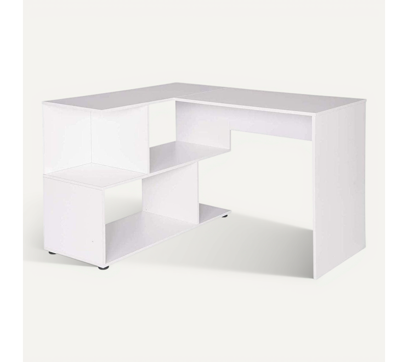 Bureau Adulte D'angle Avec étagères 100 Cm Blanc 19_0000549