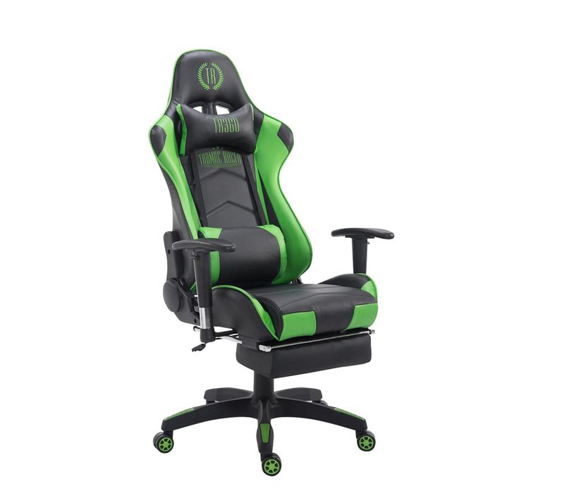 Fauteuil De Bureau Ergonomique Dossier Réglable Avec Repose-pieds Synthétique Noir/vert Bur10134