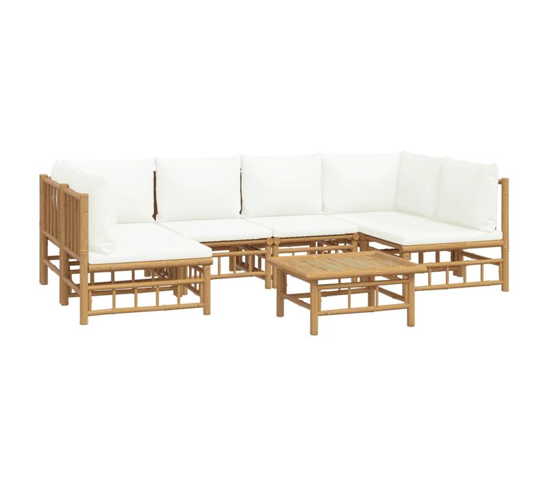 Salon De Jardin Meuble D'extérieur Ensemble De Mobilier 7 Pièces Avec Coussins Blanc