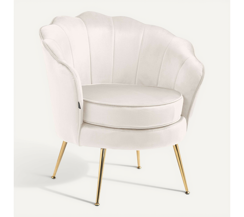 Fauteuil Lounge Chaise De Chaise Rembourrée Avec Coutures Décoratives Revêtement En Velours Crème