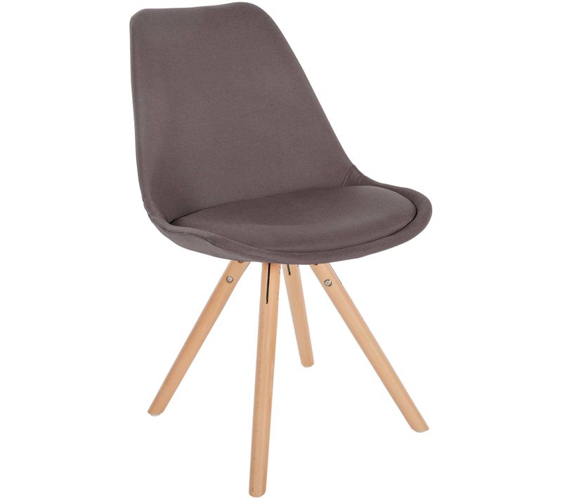 Chaise De Salle à Manger X1 Style Scandinave En Tissu Taupe Pieds En Bois Clair 10_0001480