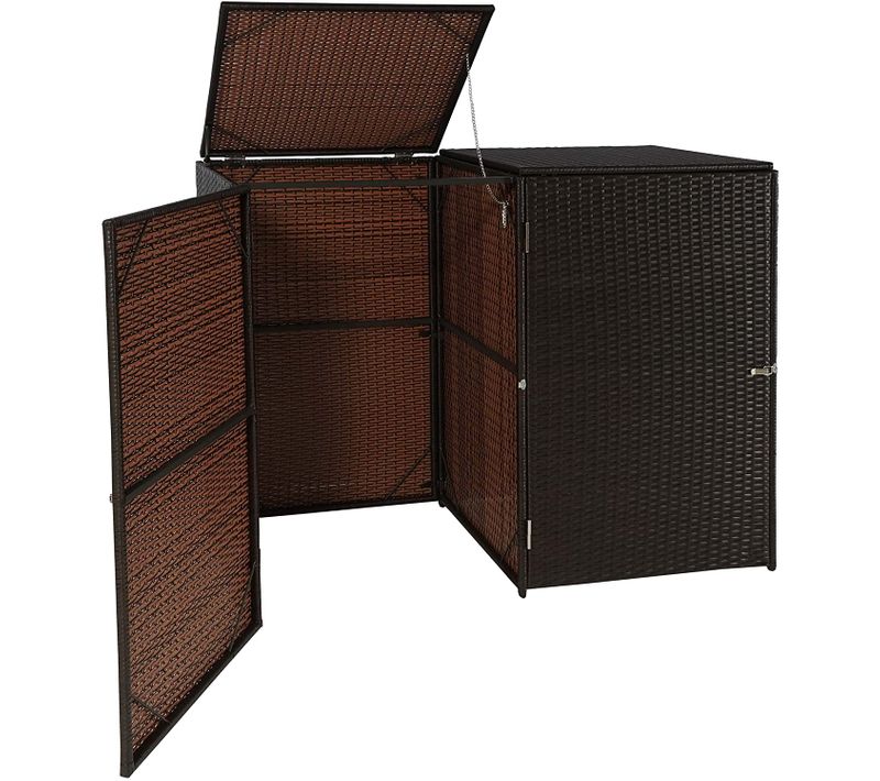 Abri De Poubelles Extérieur Conteneurs à Ordures Jusqu'à 2 Bacs Avec Couvercle Poly Rotin 2x120 Li