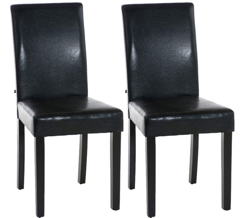 Lot De 2 Chaises De Salle à Manger Design Moderne En Pvc Noir Et Pieds En Bois Noir 10_0001550