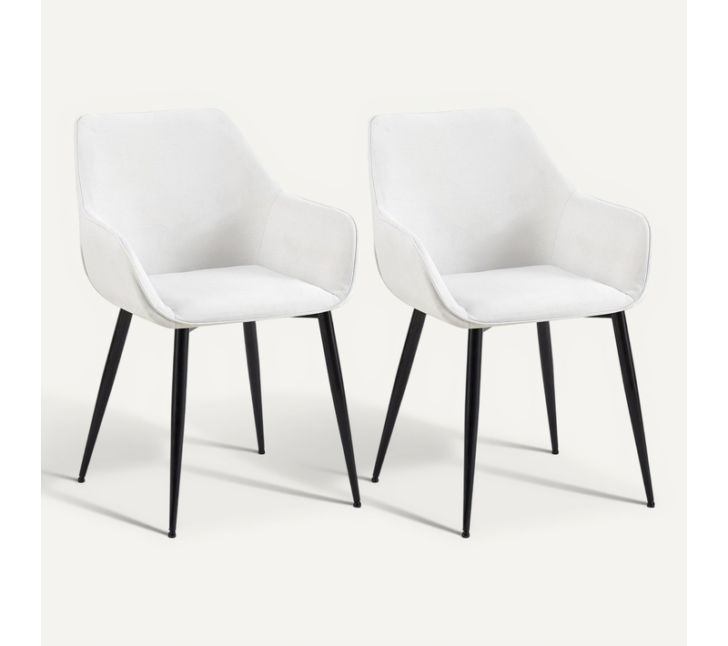 Set De 2 Chaises De Salle à Manger Avec Accoudoirs Design Moderne Et Confortable En Tissu Crème Et