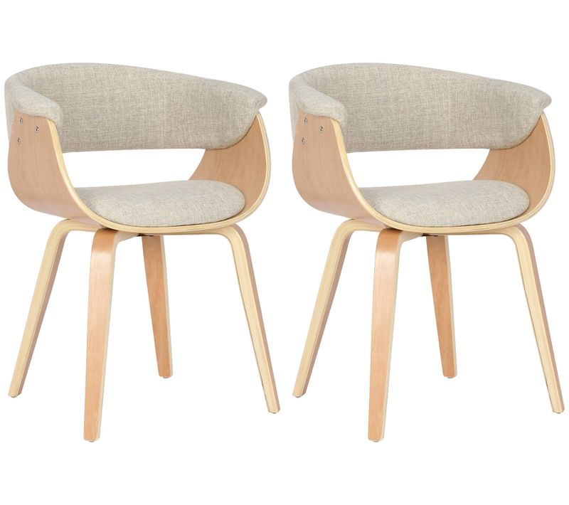 Lot De 2 Chaises De La Salle à Manger Design Retro En Structure En Bois Clair Et Assise En Tissu C