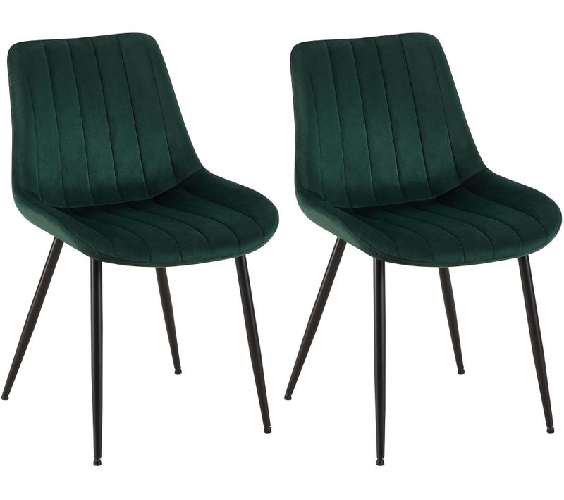 Lot De 2 Chaises De Salle à Manger Coutures Décoratives Verticales Avec Pieds En Métal Noir Assise