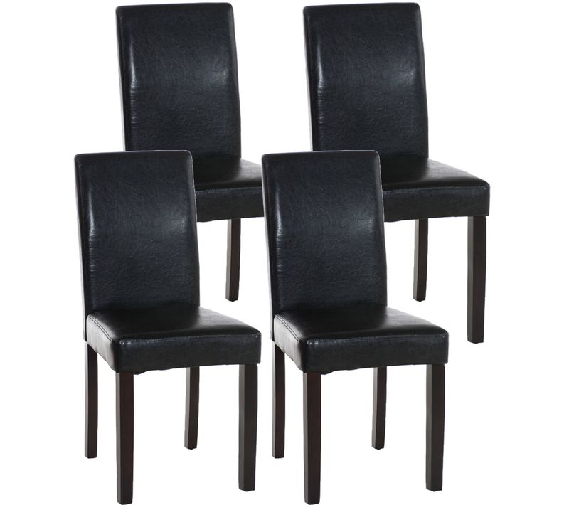 Lot De 4 Chaises De Salle à Manger Design Moderne Confortable En Pvc Noir Et Pieds En Bois Marron
