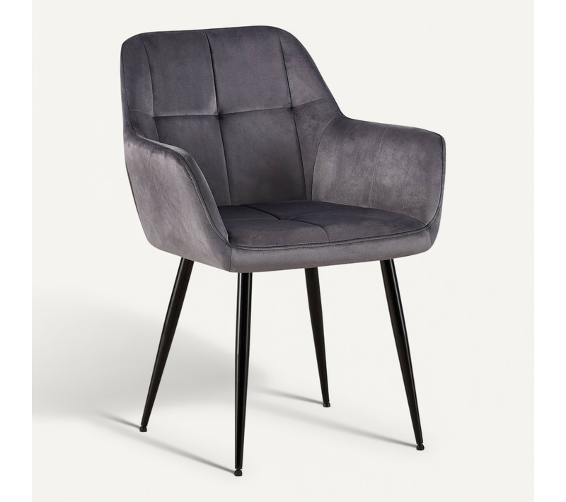 Chaise De Salle à Manger Bureau Salle D'attente Couture Décorative Assise En Velours Gris Pieds En