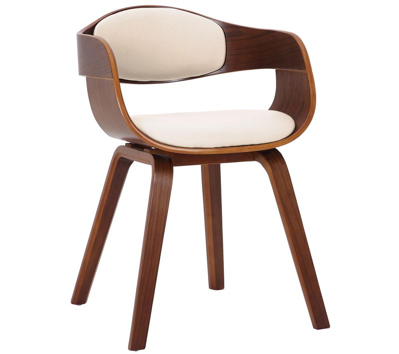 Chaise De Bureau Salle à Manger Visiteur Design Scandinave En Bois Foncé Et Assise En Pvc Crème 10
