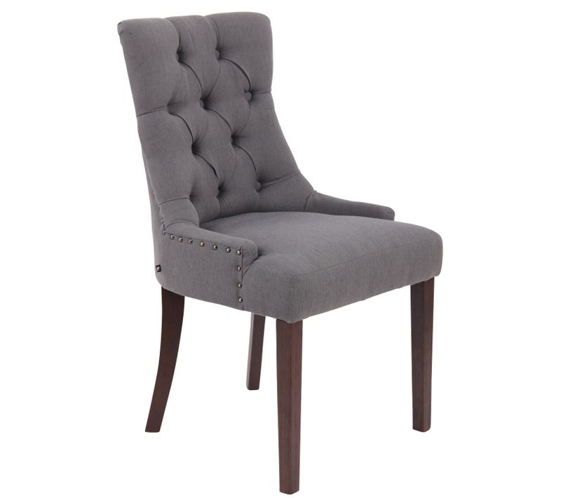 Chaise De Salle à Manger X1 Design Antique Capitonné En Tissu Gris Foncé Avec 4 Pieds En Bois Marr