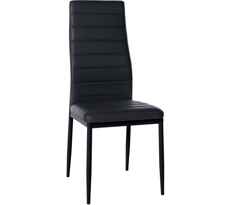 Chaise De Salle à Manger X1 Design Simple En Pvc Noir Avec Couture Décorative Cadre En Métal Noir