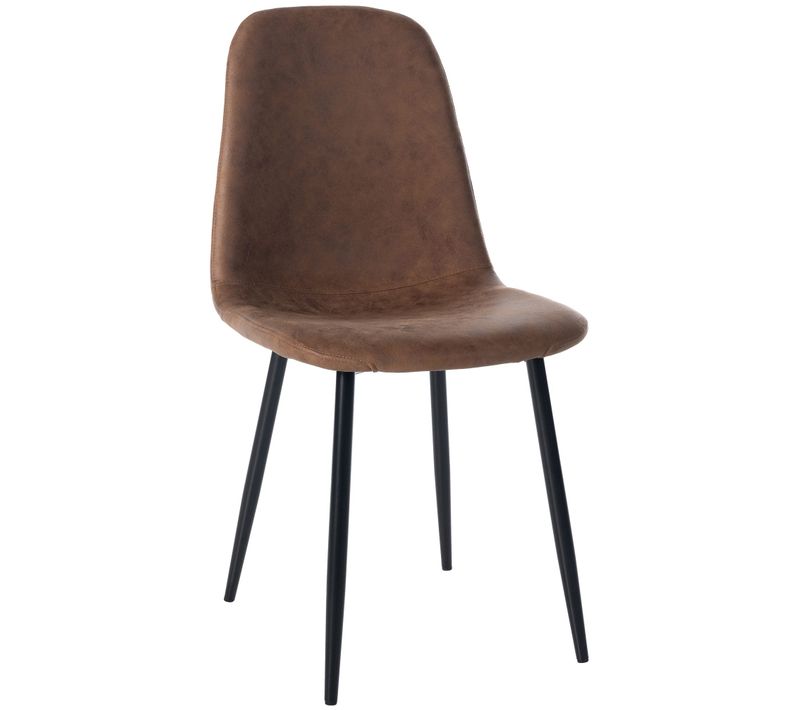 Chaise De Salle à Manger X1 Design Simple Avec Pieds En Métal Noir Assise En Pvc Marron 10_0002076