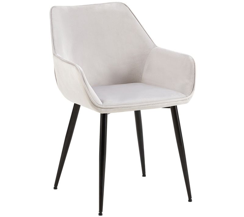 Chaise De Salle à Manger Bureau Salle D'attente X1 En Tissu Velours Gris Clair Et Métal Noir 10_00