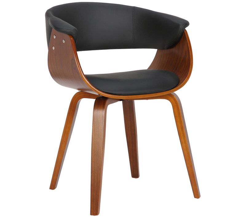 Chaise De Bureau Salle à Manger Style Scandinave Avec Revêtement En Pvc Noir Cadre En Bois Noyer 1