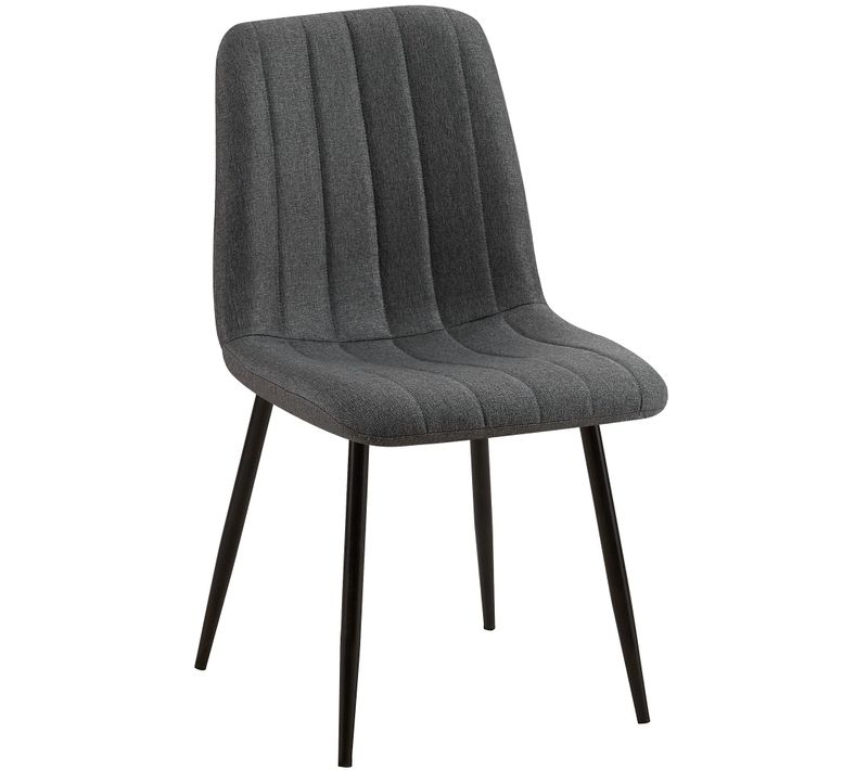 Chaise De Salle à Manger X1 Coutures Décoratives Verticales Assise En Tissu Gris Foncé Pieds En Mé