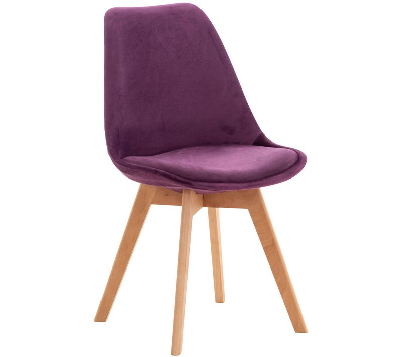 Chaise De Salle à Manger X1 Design Scandinave En Velours Violet Et Pieds En Bois Clair 10_0002284
