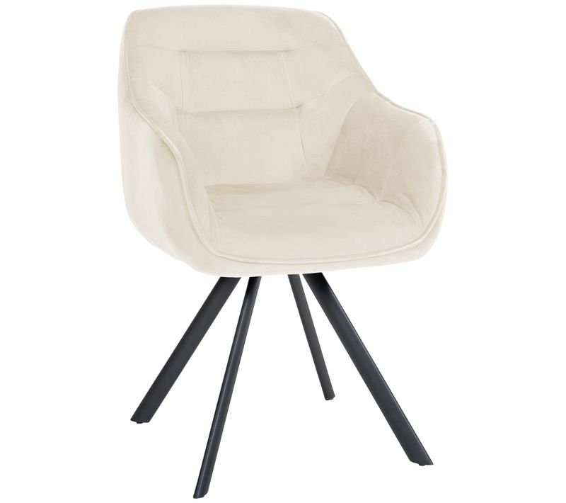 Chaise De Salle à Manger X1 Design Moderne Confortable En Velours Crème Piétement Stable à Quatre