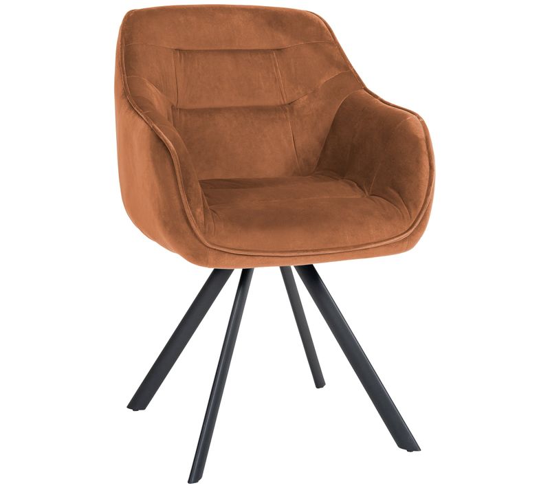 Chaise De Salle à Manger X1 Design Moderne Confortable En Velours Couleur Café Piétement Stable À