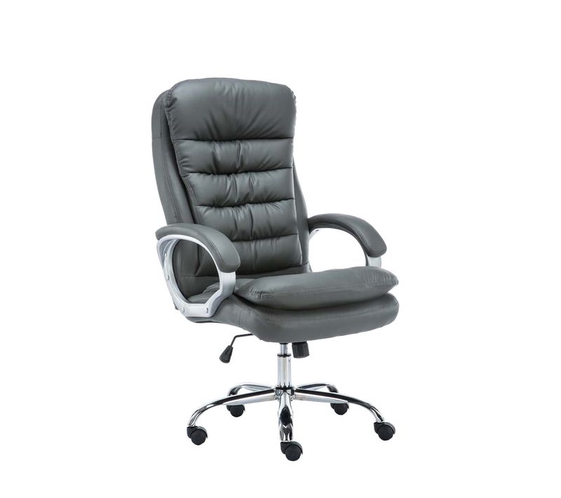 Fauteuil De Bureau Sur Roulettes Avec Mécanisme De Bascule Jusqu'à 235 Kg En Pvc Gris Et Métal