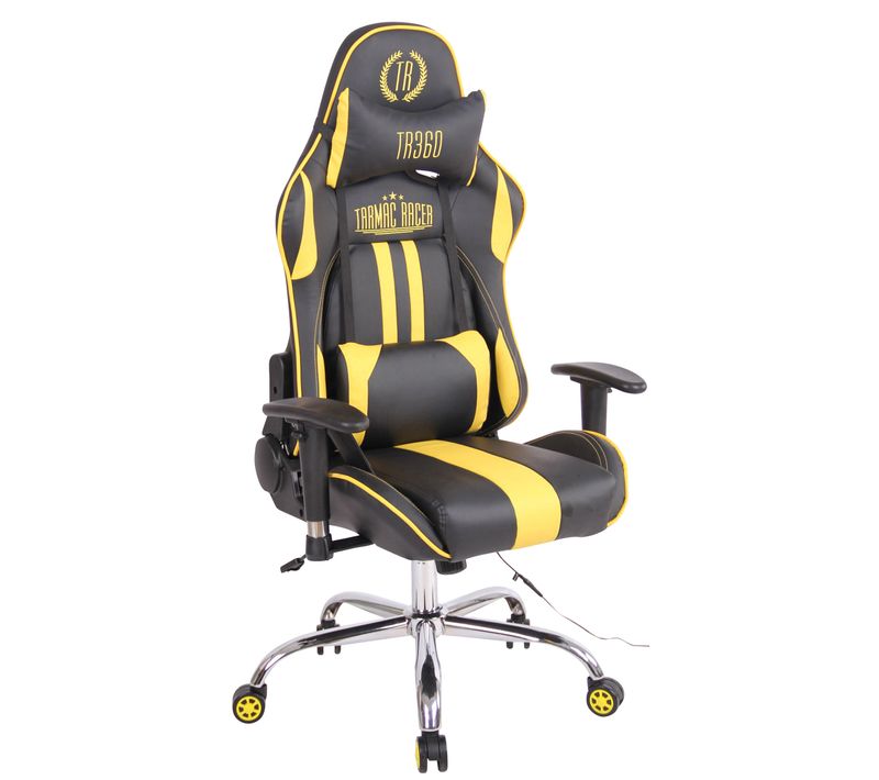 Fauteuil De Bureau Gamer Design Sportif Fonction De Massage Chauffant Avec Coussins En Pvc Noir /