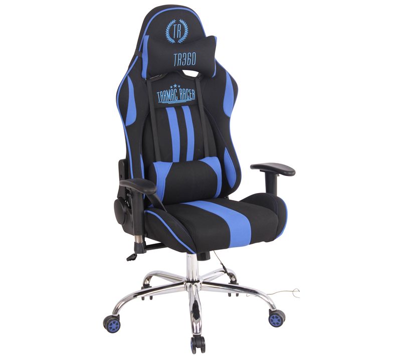 Fauteuil De Bureau Gamer Design Sportif Fonction De Massage Chauffant Avec Coussins En Tissu Noir