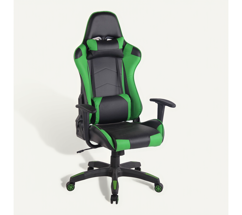 Fauteuil De Bureau Design Sportif Mécanisme D'inclinaison Coussins En Pvc Noir / Vert 10_0002551