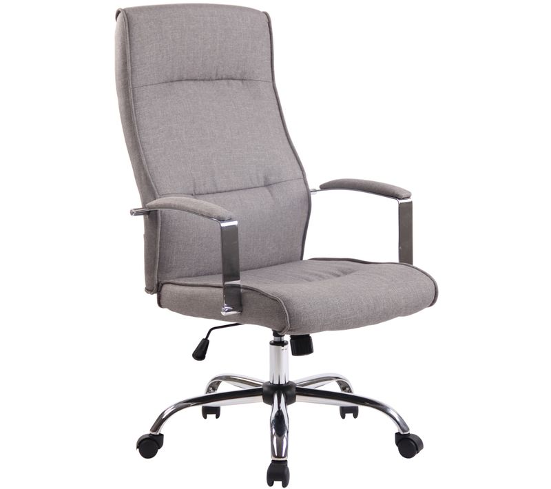 Fauteuil De Bureau Sur Roulettes Mécanisme De Balance Hauteur Réglable En Tissu Gris 10_0002609