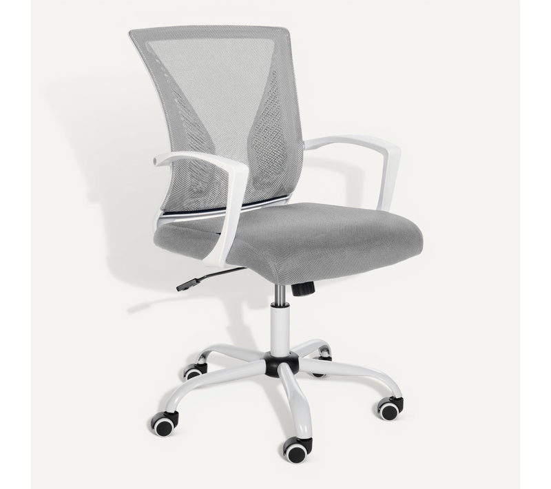Chaise De Bureau Hauteur Réglable Avec Revêtement En Maille Respirante Microfibre Gris Clair Pieds