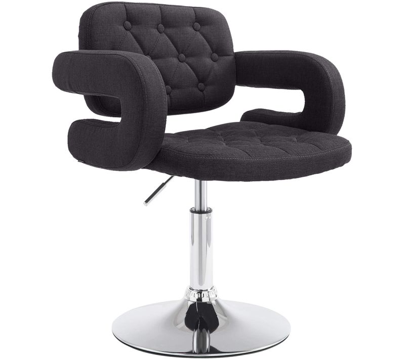 Chaise Lounge Fauteuil De Bureau Avec Accoudoir Capitonné Hauteur Réglable En Tissu Noir 10_000280