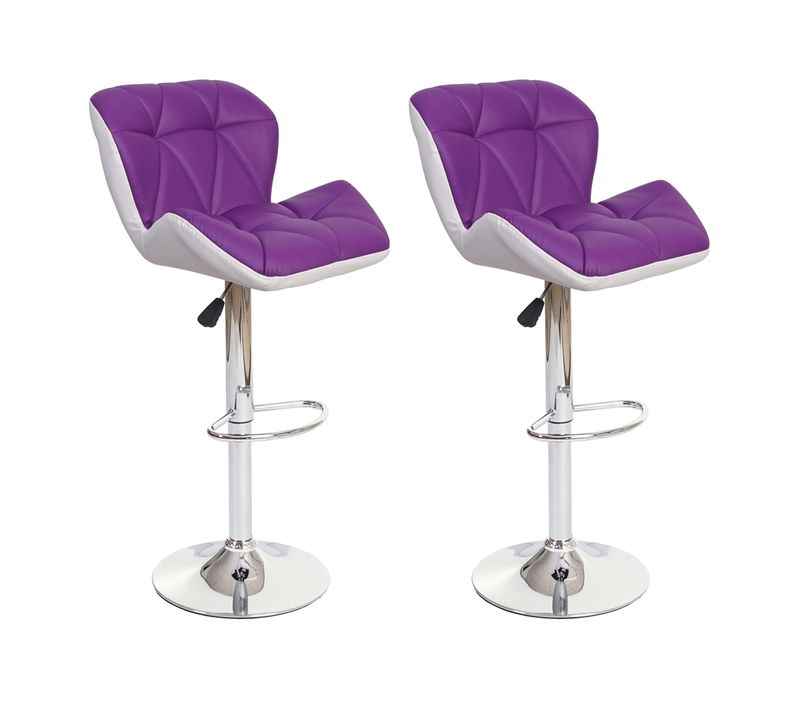 2x Tabourets De Bar Chaise De Comptoir Hauteur Réglable En Synthétique Violet Cadre En Acier