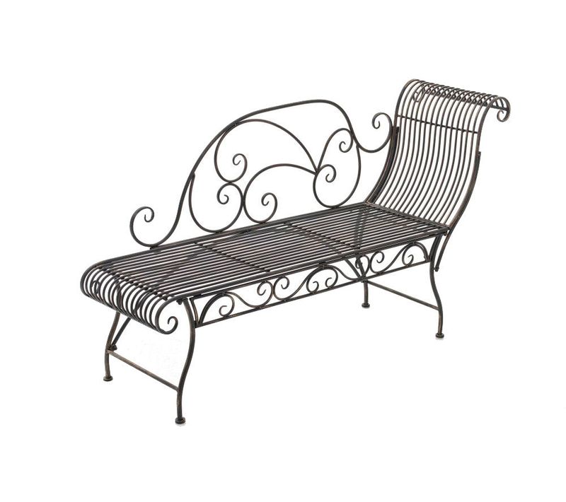 Banc De Jardin Banquette Siège D'appoint Design En Métal Bronze 156x46 Cm 10_0002936