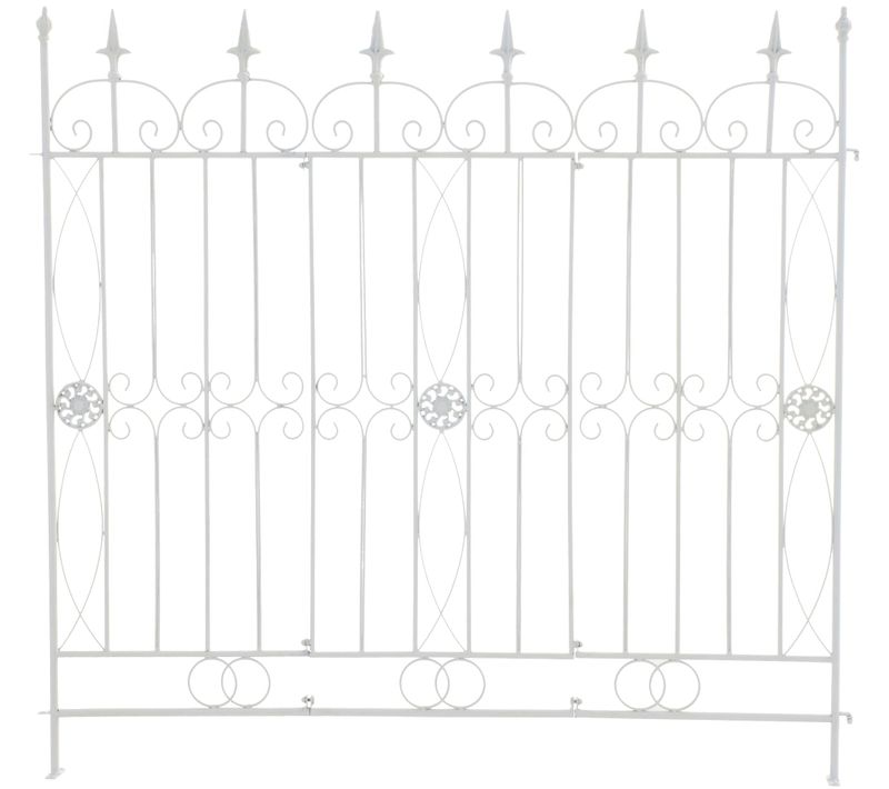 Clôture Bordure De Jardin 115x125 Cm En Métal Blanc 10_0002951