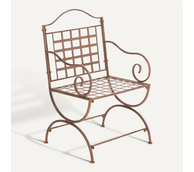 Chaise De Jardin Terrasse Balcon En Métal Marron Vieilli 10_0003009