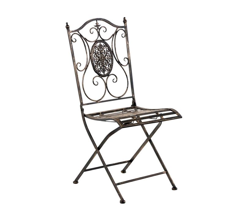 Chaise De Jardin Balcon Terrasse Design Rustique Pliable En Métal Bronze 10_0003037