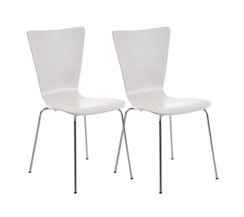 Lot De 2 Chaises De Cuisine Salle à Manger Empilable En Bois Blanc Et Structure Stable à Quatre Pi