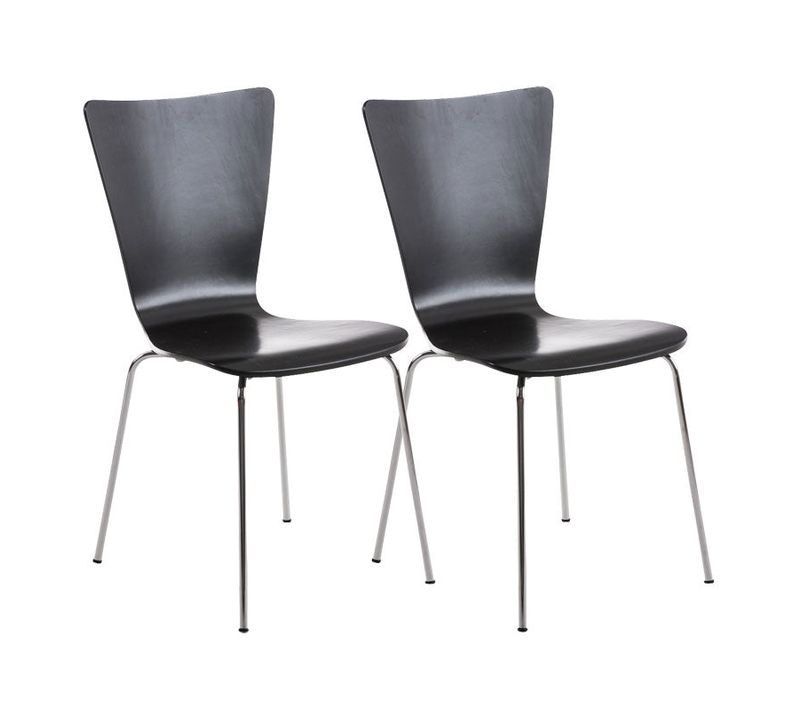 Lot De 2 Chaises De Cuisine Salle à Manger Empilable En Bois Noir Et Structure Stable à Quatre Pie
