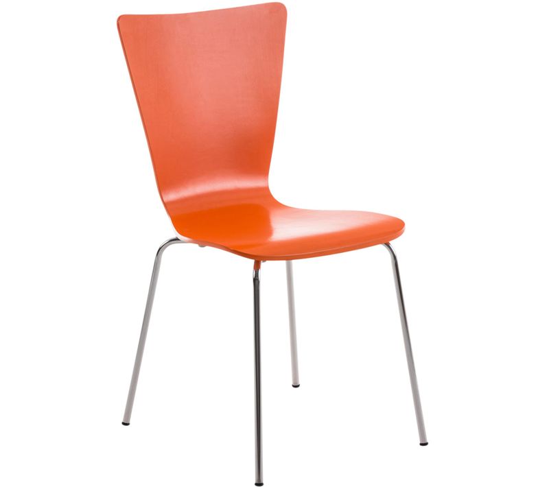 Chaise De Cuisine Salle à Manger X1 Empilable En Bois Orange Et Structure Stable à Quatre Pieds En