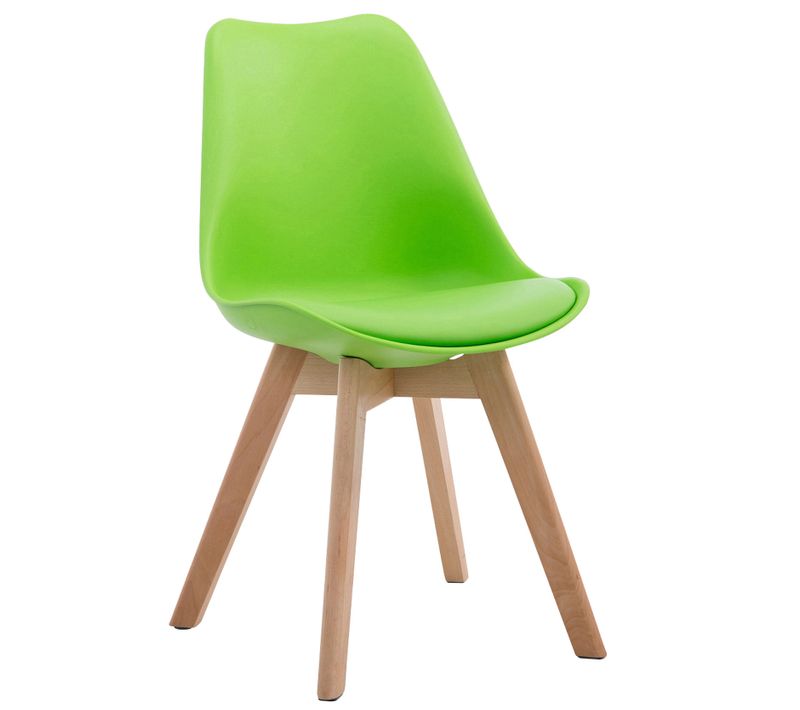 Chaise De Salle à Manger X1 Design Scandinave En Pvc Et Plastique Vert Et Piètement à 4 Pieds En