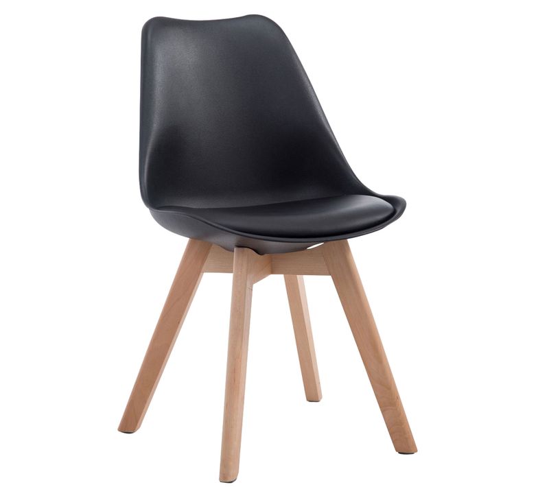 Chaise De Salle à Manger X1 Design Scandinave En Pvc Et Plastique Noir Et Piètement à 4 Pieds En