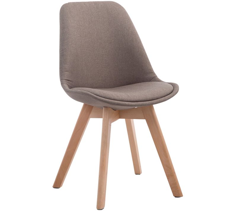 Chaise De Salle à Manger X1 Design Scandinave En Tissu Taupe Et Piètement à 4 Pieds En Bois Clair