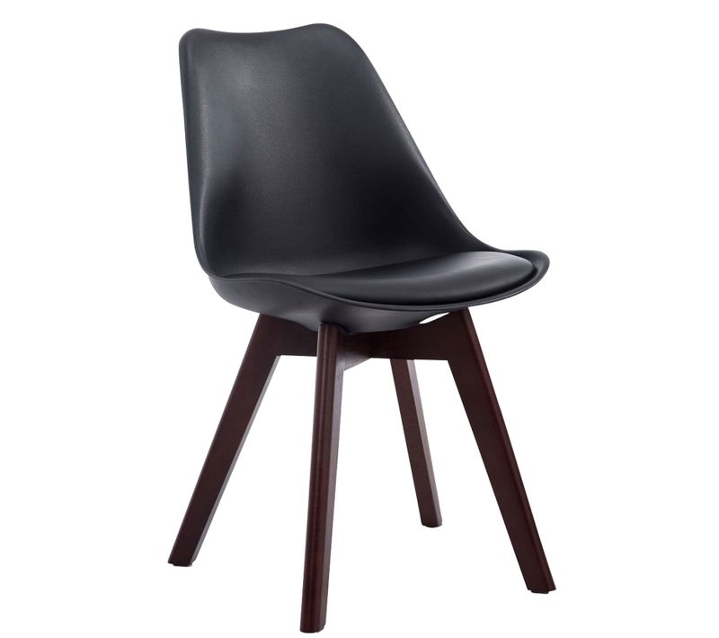 Chaise De Salle à Manger X1 Design Scandinave En Pvc Et Plastique Noir Et Piètement à 4 Pieds En