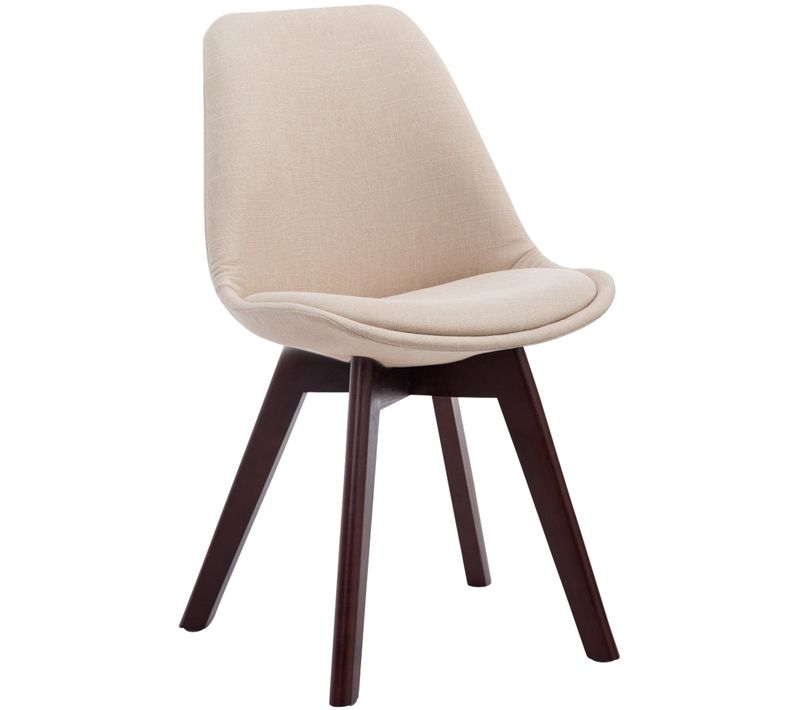 Chaise De Salle à Manger X1 Design Scandinave En Tissu Crème Et Piètement à 4 Pieds En Bois Marro