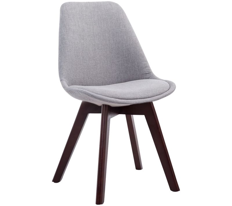 Chaise De Salle à Manger X1 Design Scandinave En Tissu Gris Et Piètement à 4 Pieds En Bois Marron