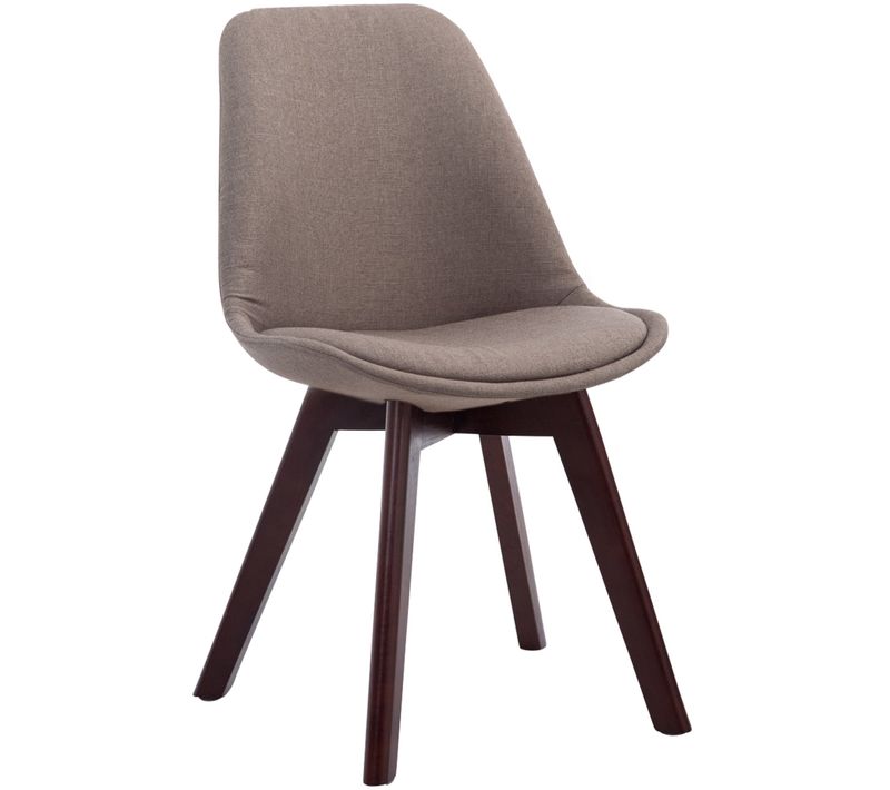 Chaise De Salle à Manger X1 Design Scandinave En Tissu Taupe Et Piètement à 4 Pieds En Bois Marro