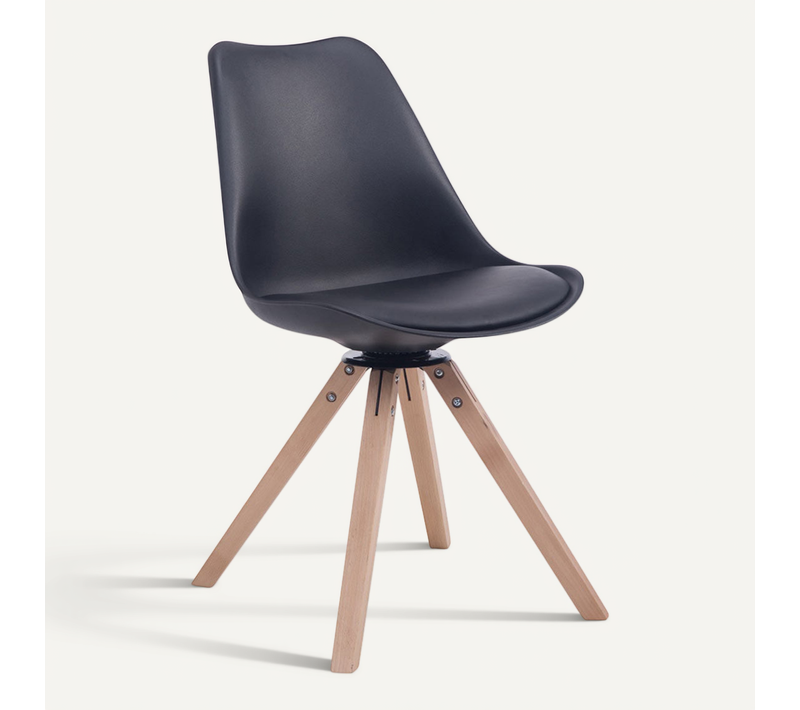 Chaise De Salle à Manger X1 Chaise Visiteur Assise Pivotant à 360° En Pvc Et Plastique Noir Piètem