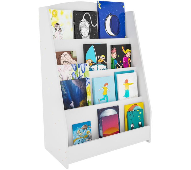 Bibliothèque Étagère Pour Enfant 4 Étagères 88x60x30 Cm En Mdf Blanc 10_0003496