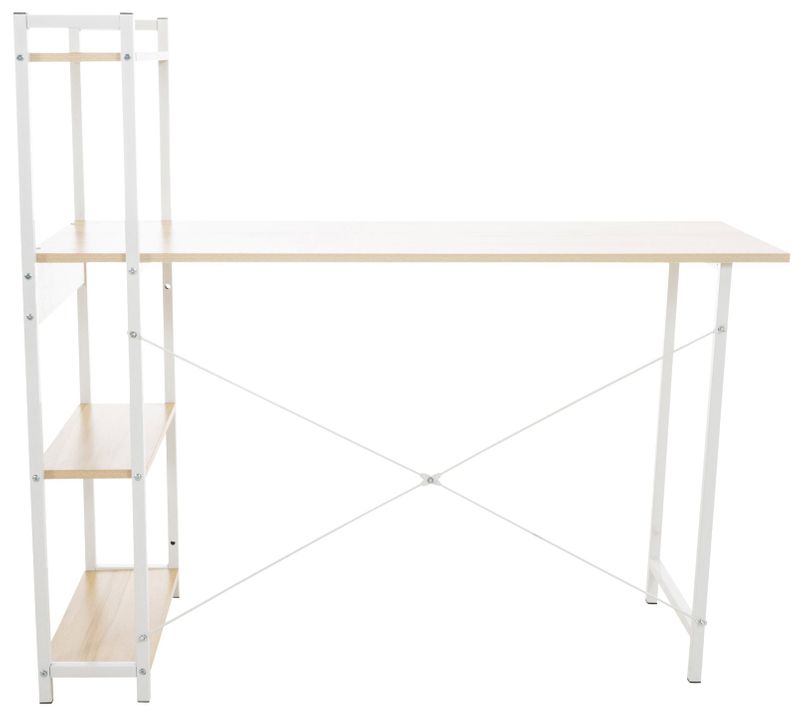 Bureau Table De Travail Style Rétro Avec Colonne De Rangement Étagère En Bois Érable Et Métal